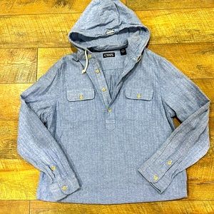 Chaps Heather Cotton Henley Hoodie